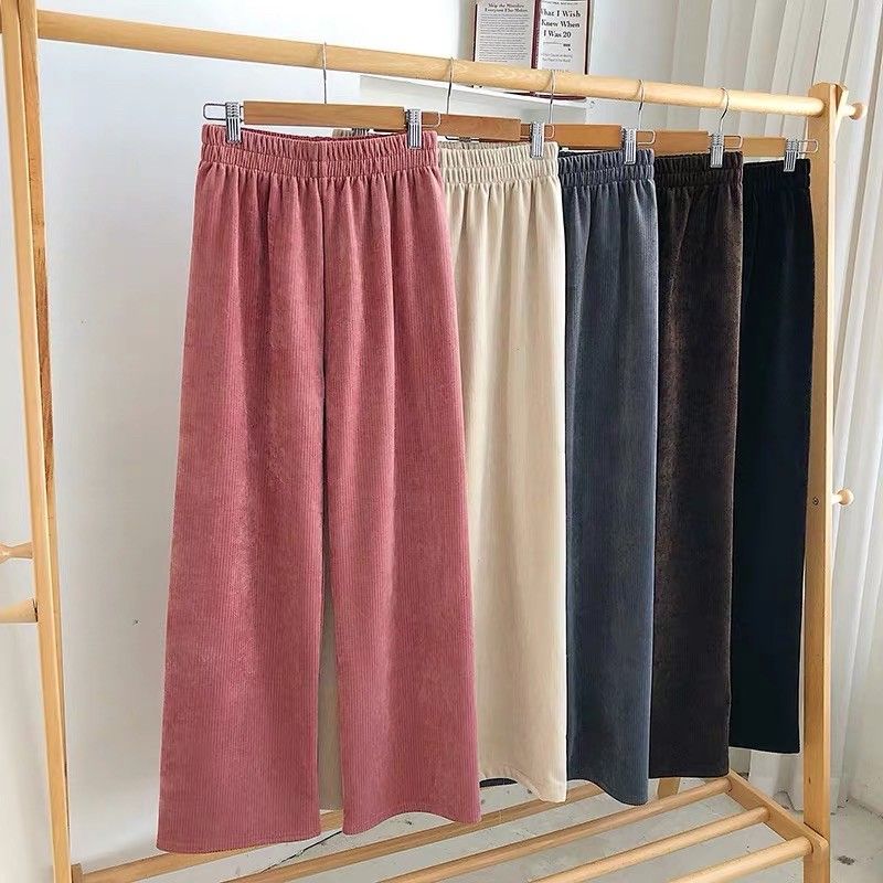 Quần Nhung Ống Rộng Culottes Ulzzang Cạp chun nữ