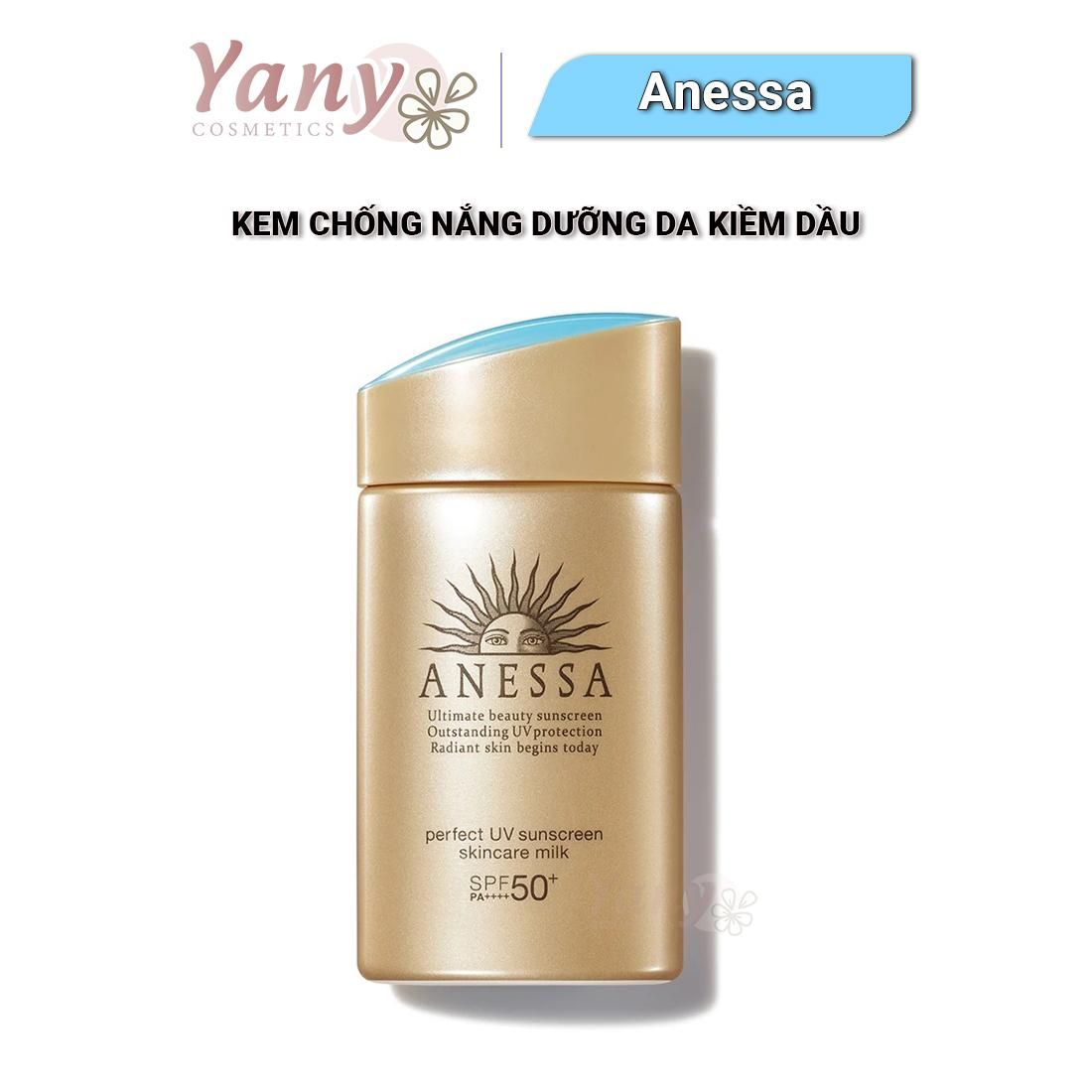 Sữa chống nắng Anessa dưỡng da kiềm dầu 60ml Perfect UV Sunscreen Skincare Milk N SPF50+ PA++++ Yany Cosmetics