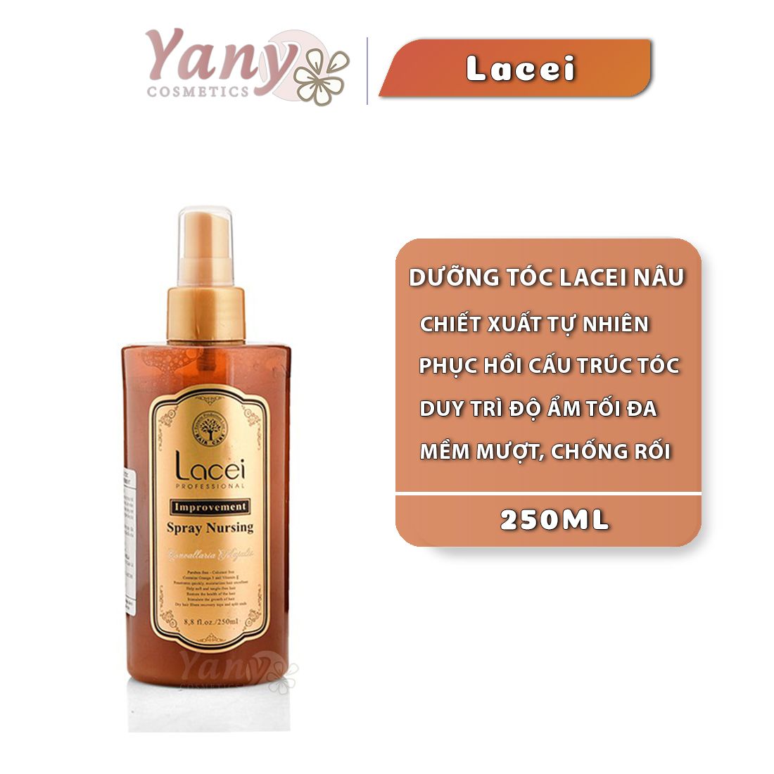 Sữa Dưỡng Tóc Lacei Nâu - Lacie Improvement Spray Nursing Phục Hồi Tóc Hư Tổn 250ml