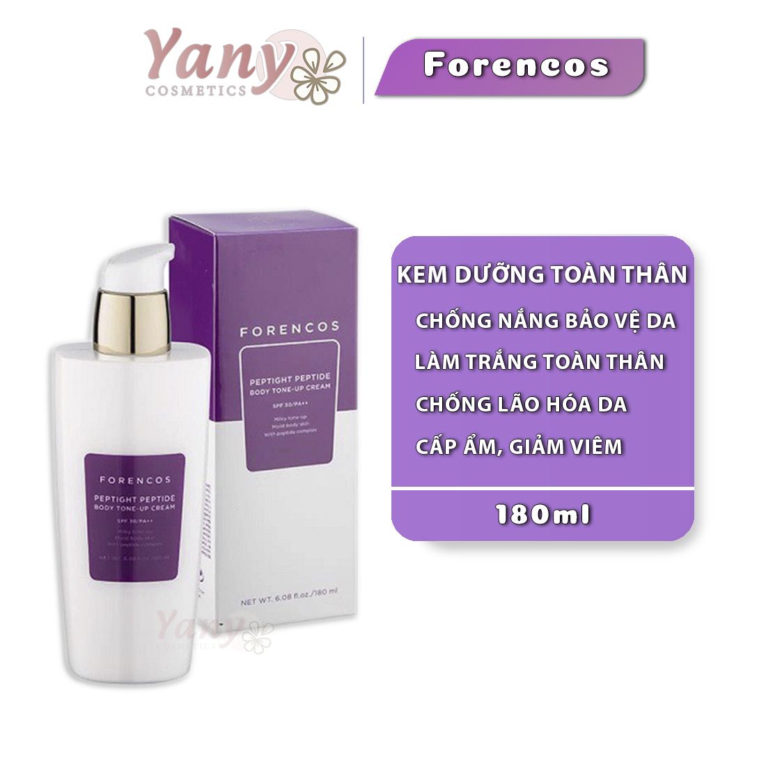 Kem Dưỡng Trắng Da, Chống Lão Hoá Body Forencos Peptide Body Tone-up 180ml