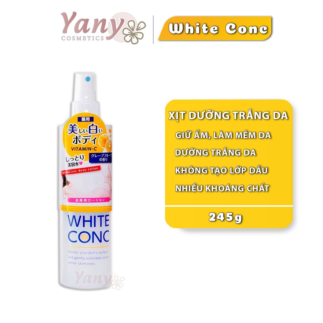 Lotion xịt dưỡng trắng da White Conc Vitamin C 245ml Nhật Bản-Yany Cosmetics