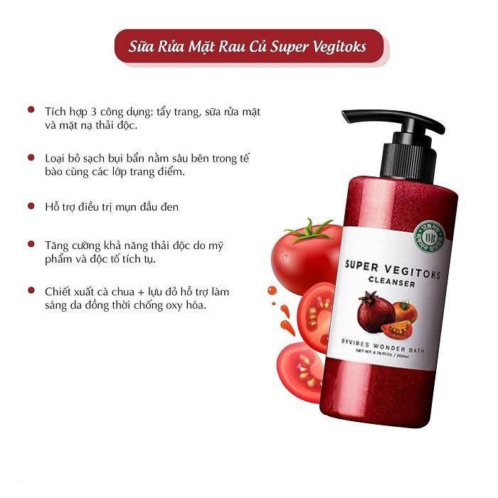 Sữa Rửa Mặt Thải Độc Cà Chua Super Vegitoks Cleanser 300ml