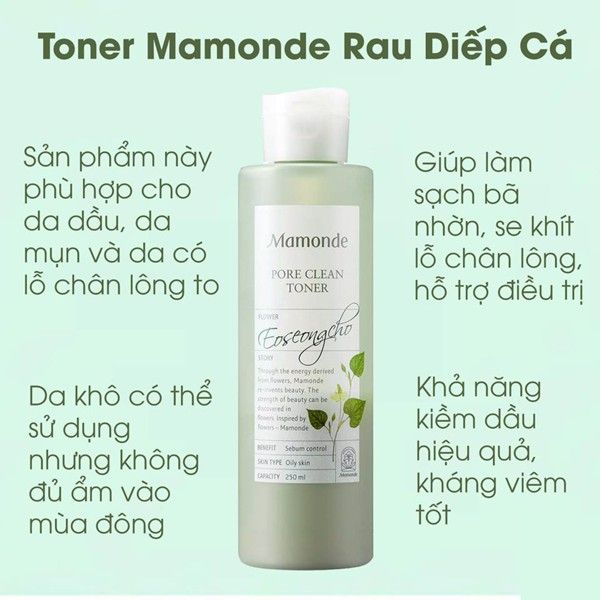 Nước Hoa Hồng Làm Sạch Bã Nhờn, Se Khít Lỗ Chân Lông Mamonde Pore Clean Toner 250ml