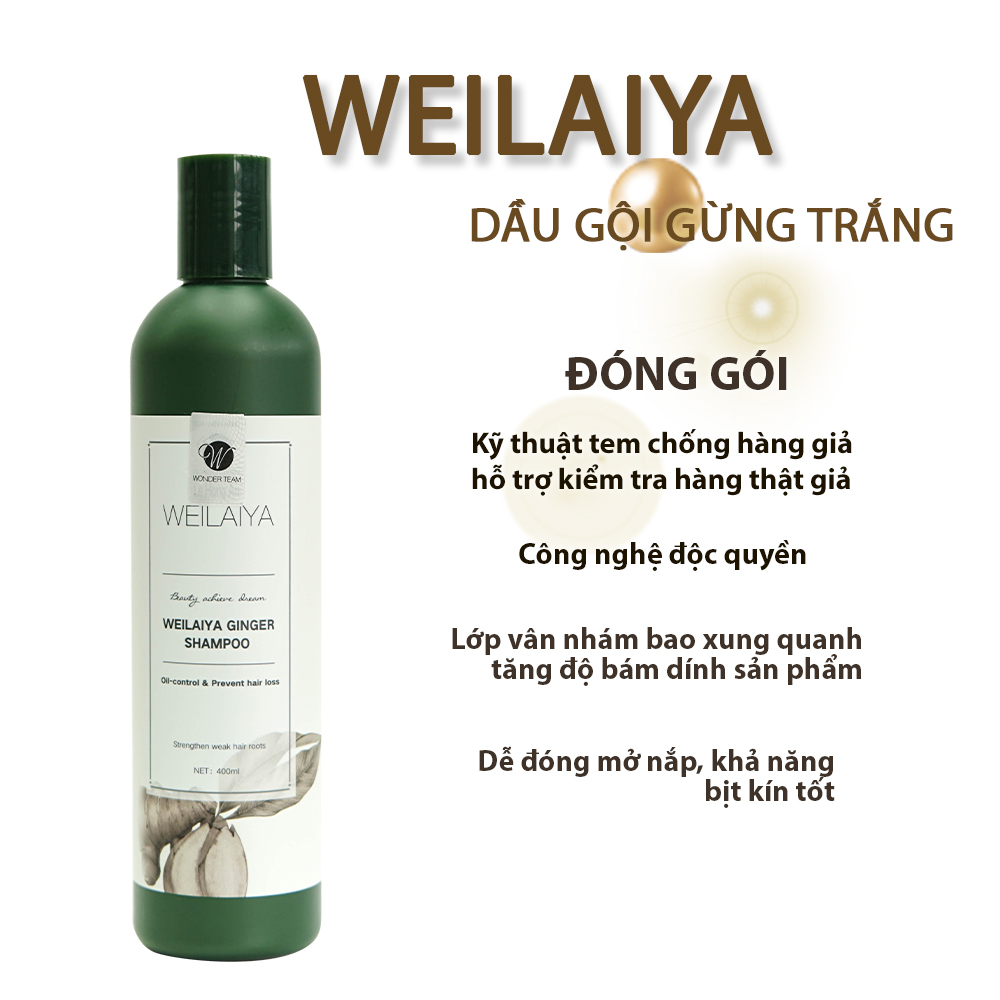 Bộ Dầu Gội và Xả Weilaiya Gừng Tem Trắng Ngăn Rụng, Kích Mọc Tóc, Yany Cosmetics