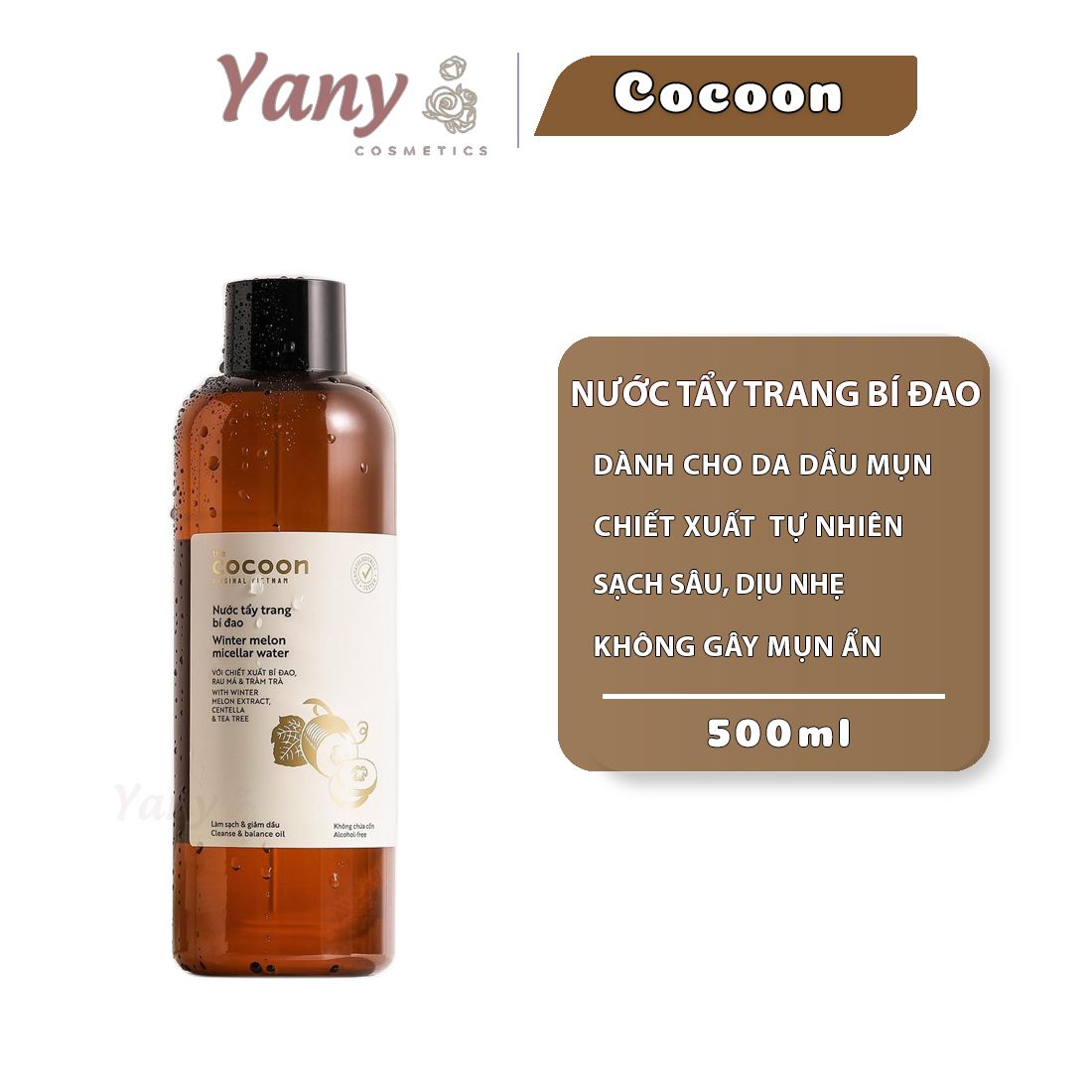 Nước Tẩy Trang Bí Đao Cocoon Thuần Chay 500ml Làm Sạch Dịu Nhẹ, Yany Cosmetics