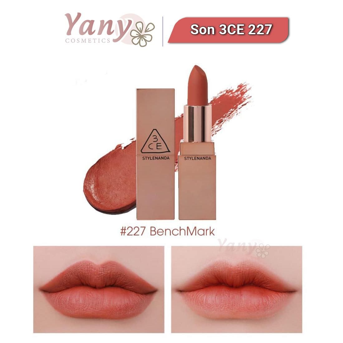 Son 3CE Matte Lip Color Màu 227 Benchmark – Cam Đất