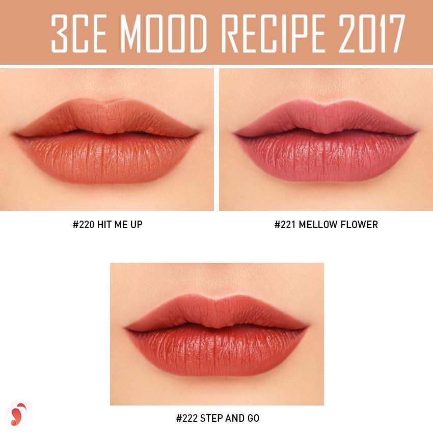 Son 3CE Mood Recipe Màu 220 Hit Me Up - Màu Cam Đất