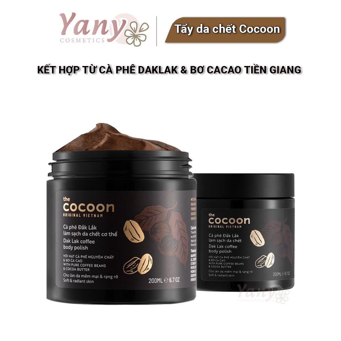 Tẩy Da Chết Cocoon DakLak Coffee Body Polish Từ Cà Phê DakLak 200ml, Yany Cosmetics