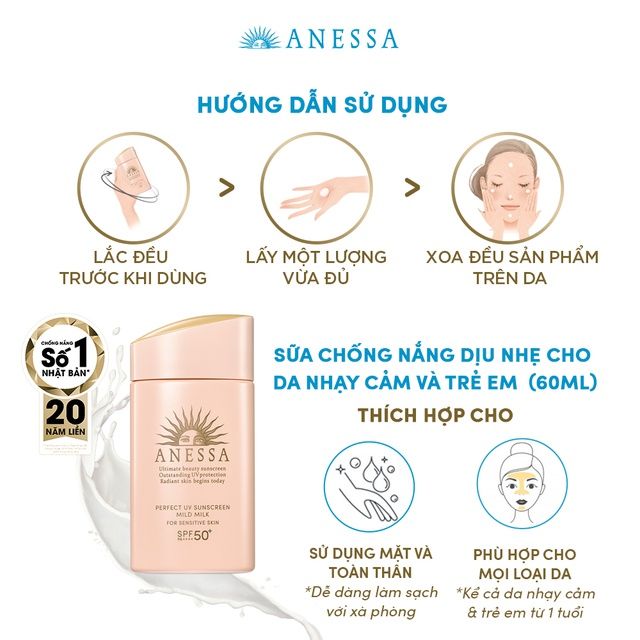 Kem Chống Nắng Anessa Perfect UV Mild Milk Nội Địa Nhật