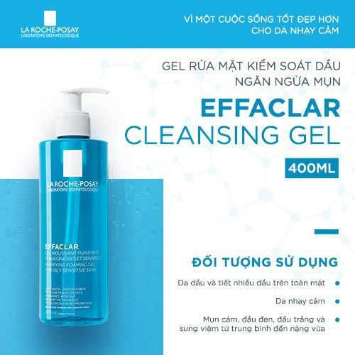 Sữa Rửa Mặt La Roche-Posay 400ml, Gel rửa mặt dành cho da dầu mụn, nhạy cảm, Yany Cosmetics