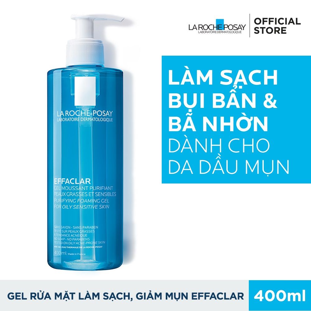 Sữa Rửa Mặt La Roche-Posay 400ml, Gel rửa mặt dành cho da dầu mụn, nhạy cảm, Yany Cosmetics