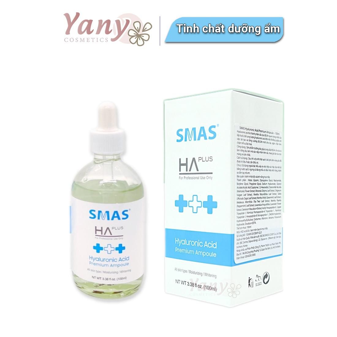 Tinh chất dưỡng ẩm SMAS Hyaluronic acid 100ml, Yany Cosmetics