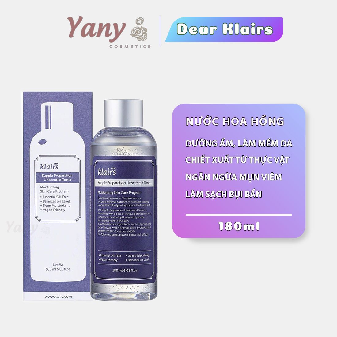 Nước Hoa Hồng Không Mùi Dear Klairs Dưỡng Ẩm Da Và Làm Mềm Da Supple Preparation Unscented 180ml