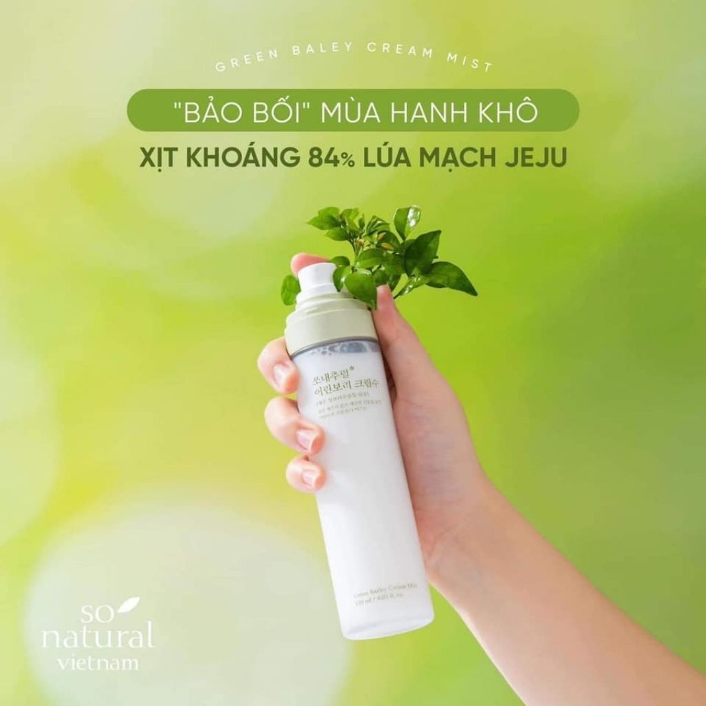 Xịt Khoáng Cấp Ấm Dưỡng Da Mầm Lúa Mạch Green Barley Cream Mist So Natural Chính Hãng Hàn Quốc (120ML)