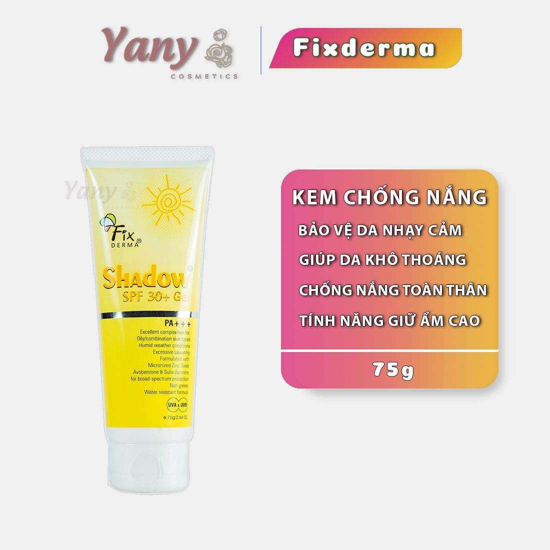 Gel Chống Nắng Fixderma Shadow SPF 30+ PA+++ 75gr