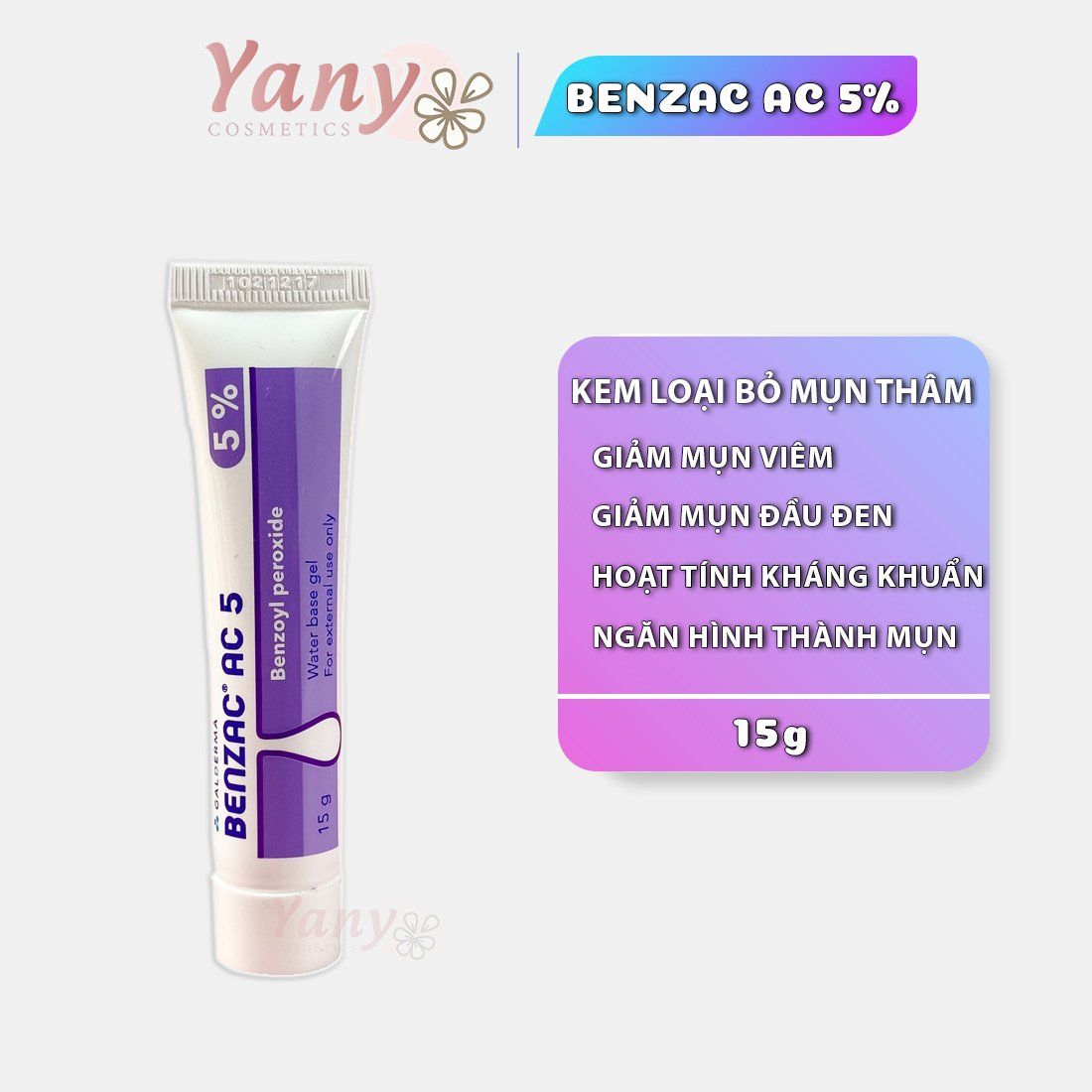 Kem Trị Mụn Galderma Benzac AC 5 - 5%, 15g