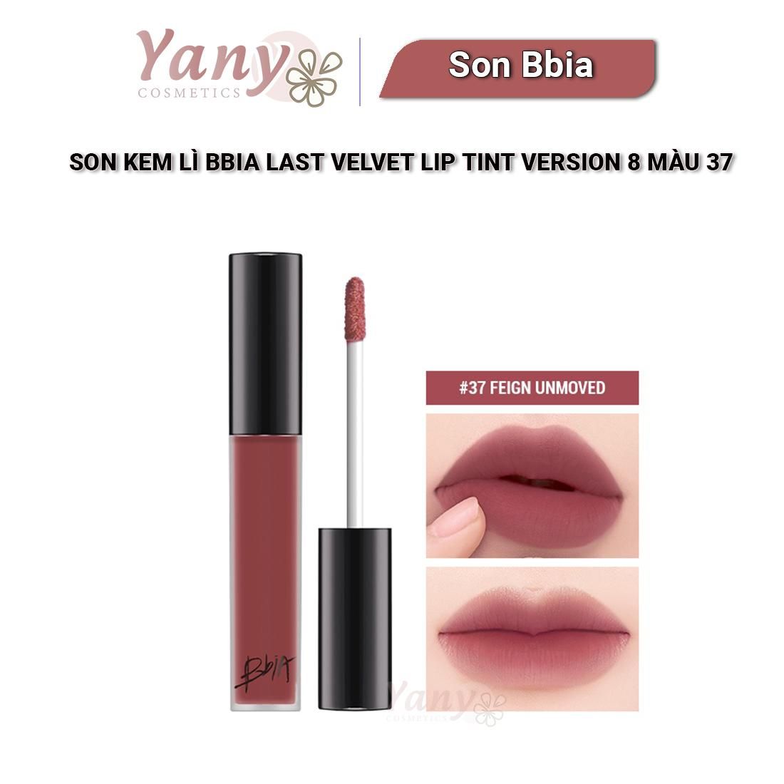 Son Kem Lì Bbia Velvet Liptint Màu 37 Hồng Đất- Son Bbia 37 Feign Unmove, Yany Cosmetics