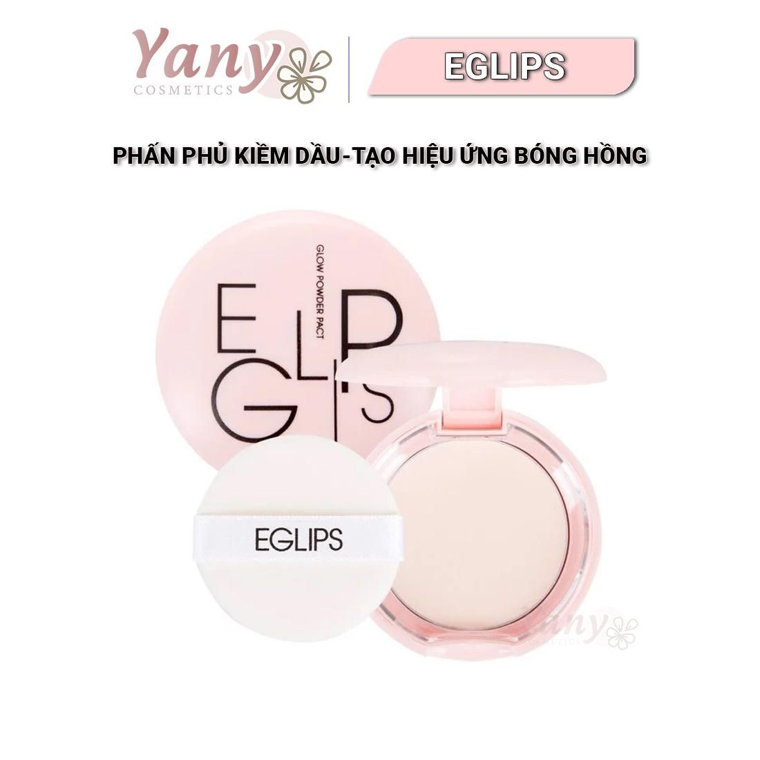 Phấn Phủ Eglips Glow Powder Pact Kiềm Dầu, Giúp Da Căng Bóng, Hồng Hào