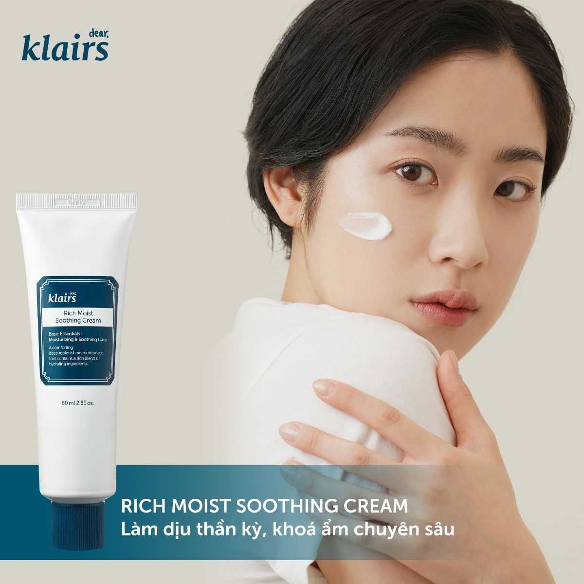 Kem Dưỡng Ẩm Phục Hồi Da Dear Klairs Rich Moist Soothing Cream Mẫu Mới 80ml