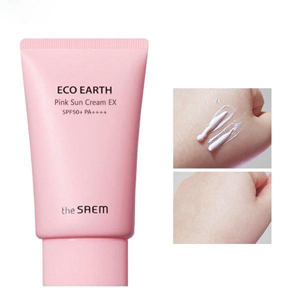 Kem Chống Nắng Giúp Da Sáng Hồng Tự Nhiên The Saem Eco Earth Power Pink Sun Cream SPF50+/PA++++ 50ml, Yany Cosmetics