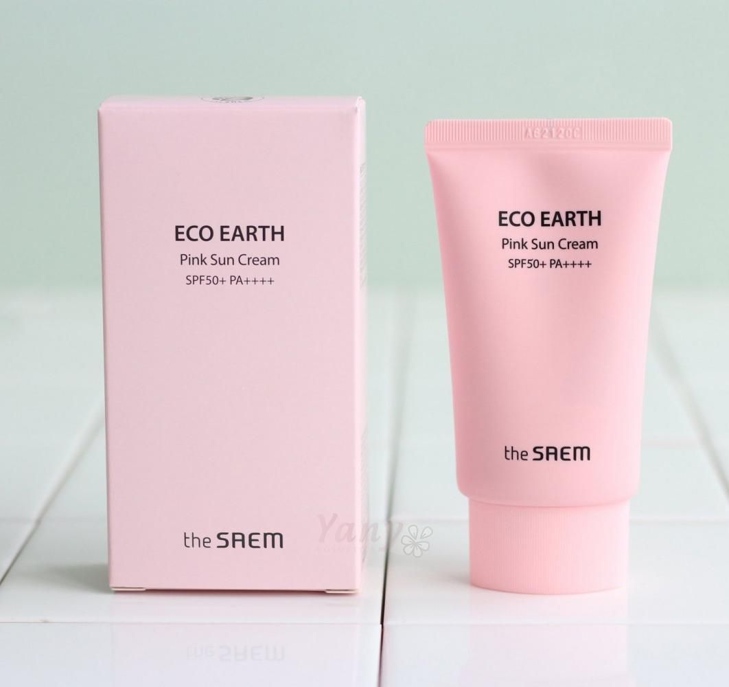 Kem Chống Nắng Giúp Da Sáng Hồng Tự Nhiên The Saem Eco Earth Power Pink Sun Cream SPF50+/PA++++ 50ml, Yany Cosmetics