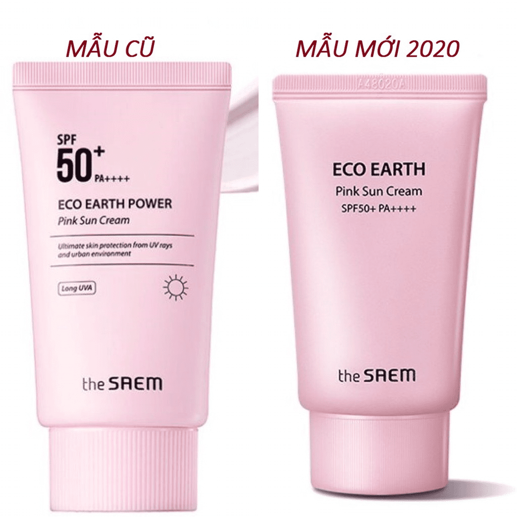 Kem Chống Nắng Giúp Da Sáng Hồng Tự Nhiên The Saem Eco Earth Power Pink Sun Cream SPF50+/PA++++ 50ml, Yany Cosmetics