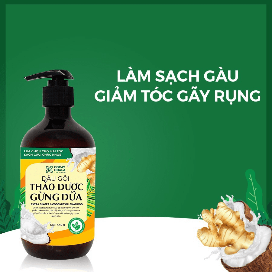 Bộ Gội Xả Thảo Dược Gừng Dừa Cỏ Cây Hoa Lá Đánh Bay Gàu Giảm Nấm Ngứa Gãy Rụng Chỉ Sau 3 Lần Gội