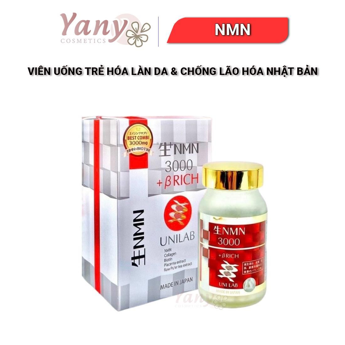 Viên uống trẻ hóa da NMN 3000 BRich Unilab 60 viên Nhật Bản-Yany Cosmetics