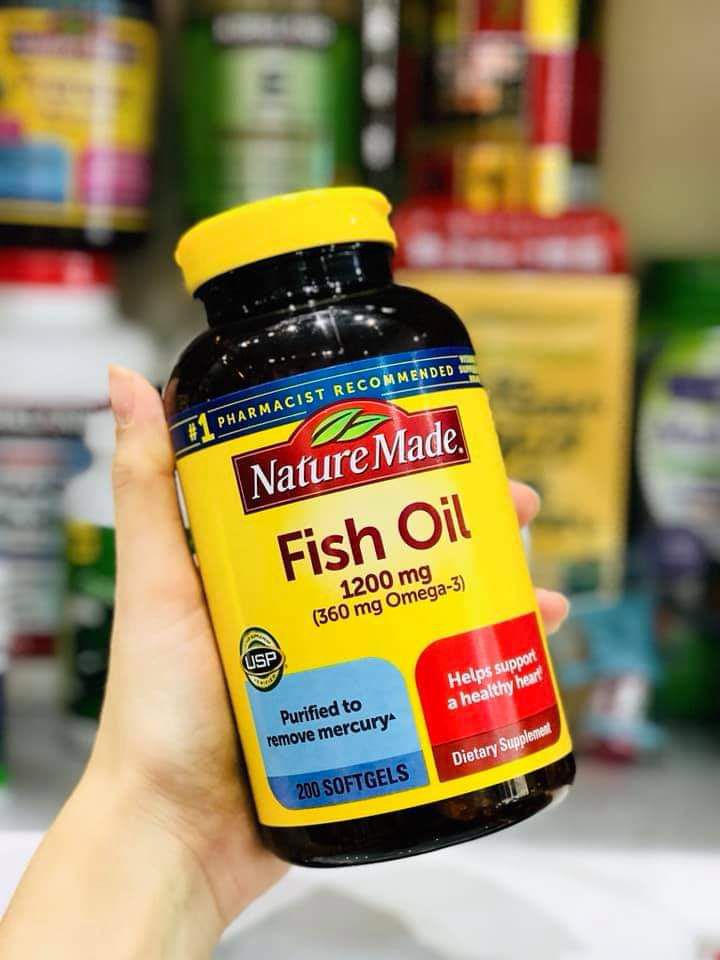 Dầu Cá Fish Oil Natural Made 1200mg (360mg Omega-3) Hộp 200 Viên