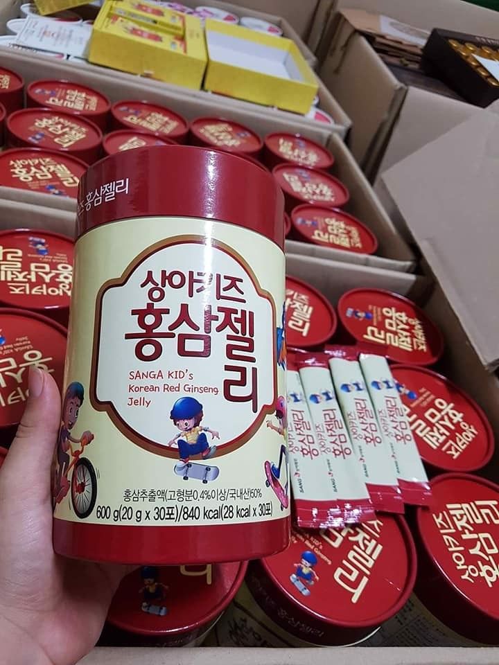 Thạch Hồng Sâm Baby SangA Kid's Korean Red Ginseng Jelly 600gr 30 Thanh