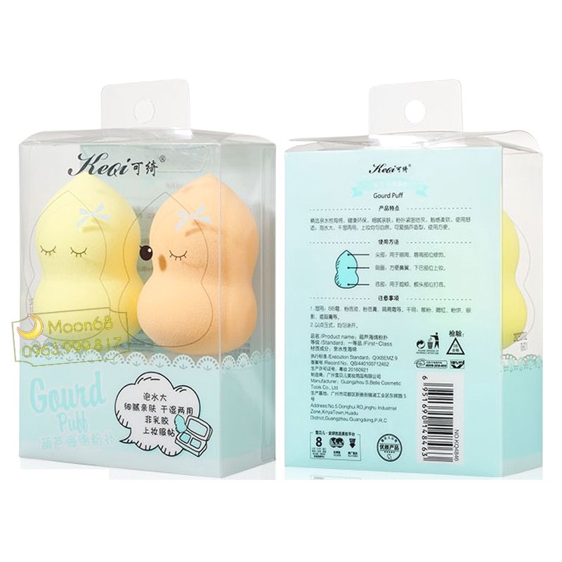 Combo 1 hộp 2 bông mút tán Keqi xịn 1b12