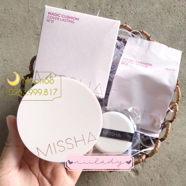 Phấn Cushion Missha Cover Lasting Cushion hồng 1b6