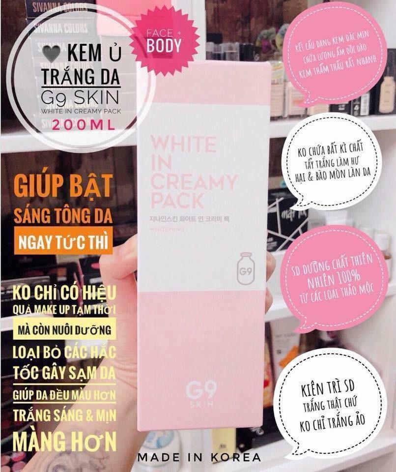 Kem ủ trắng G9 Skin Pack White In Creamy BẬT TONE TRẮNG MỊN 200ml