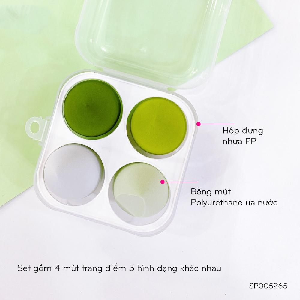 Hộp Bông mút tán nền 4 món cao cấp kèm hộp hình vuông