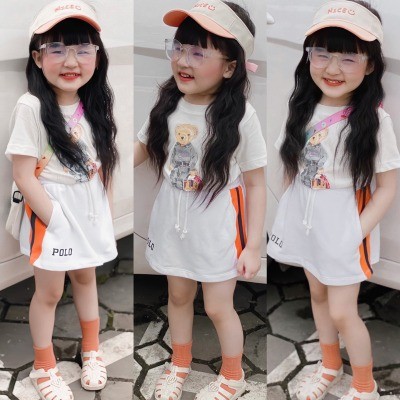 Bộ trắng in gấu polo