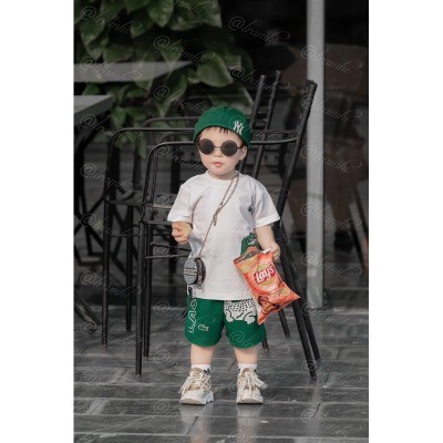Bộ cá sâu áo trắng quần xanh
