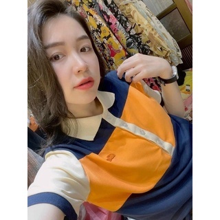 Áo than phối cam cổ đức nữ