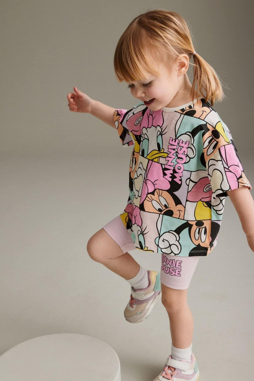 Bộ họa tiết micky vit donal cotton quần legging tăm bé gái