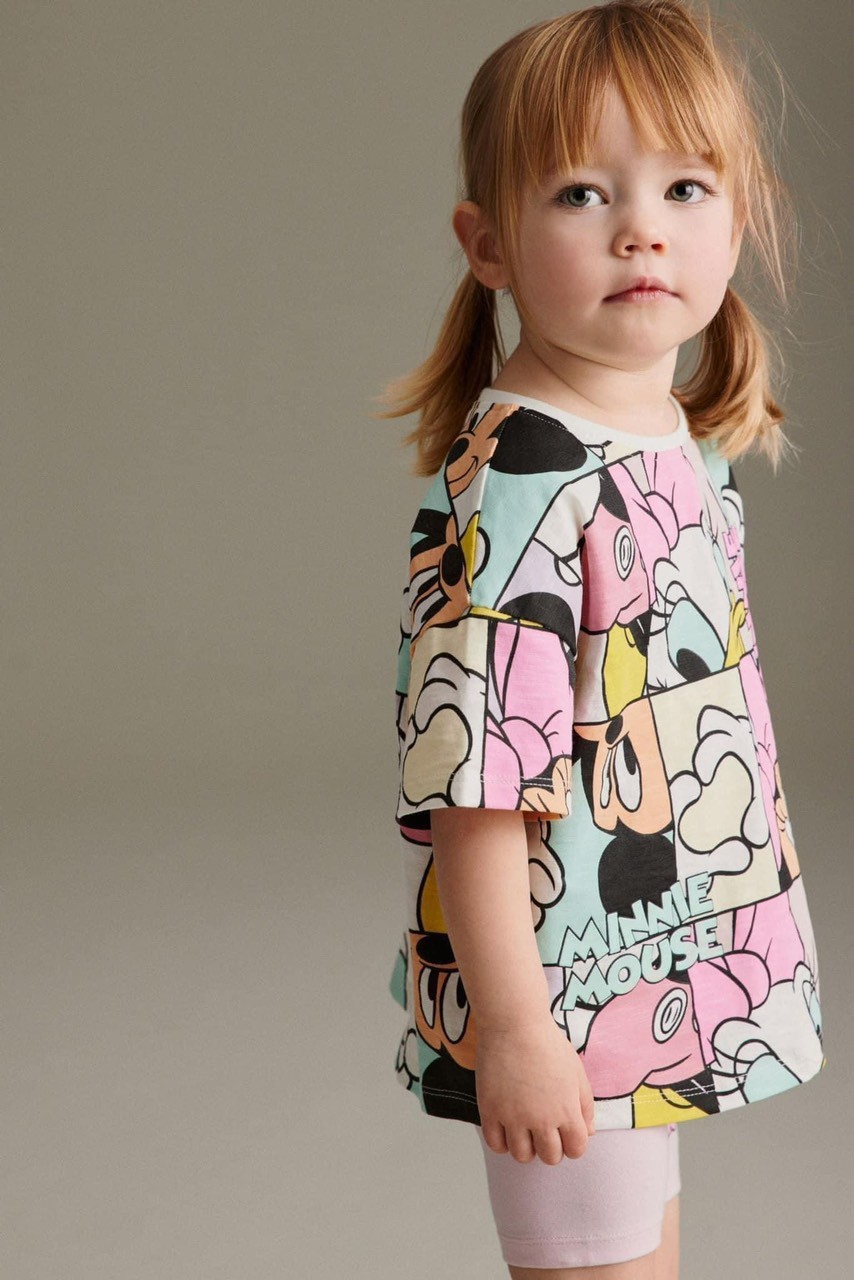 Bộ họa tiết micky vit donal cotton quần legging tăm bé gái