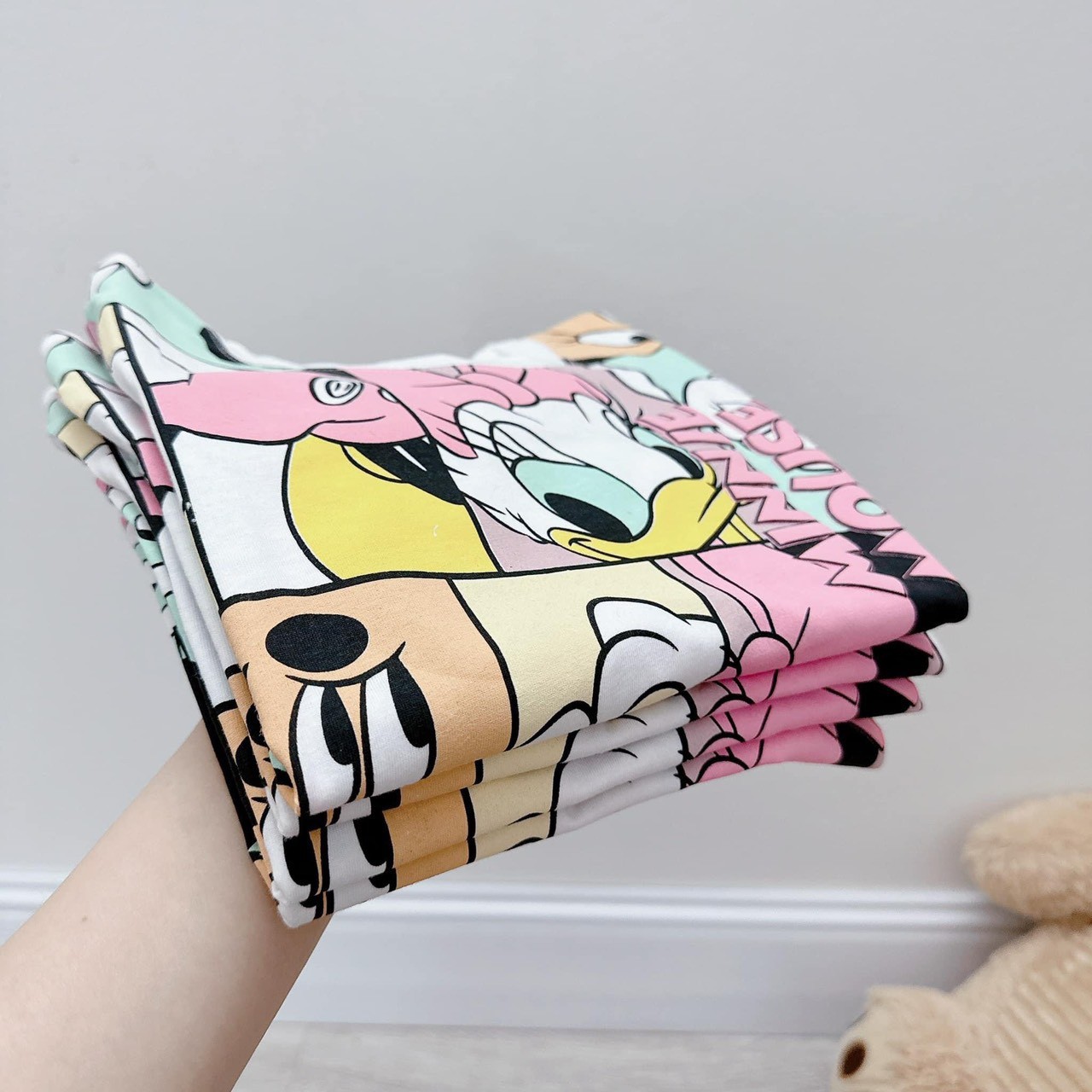 Bộ họa tiết micky vit donal cotton quần legging tăm bé gái