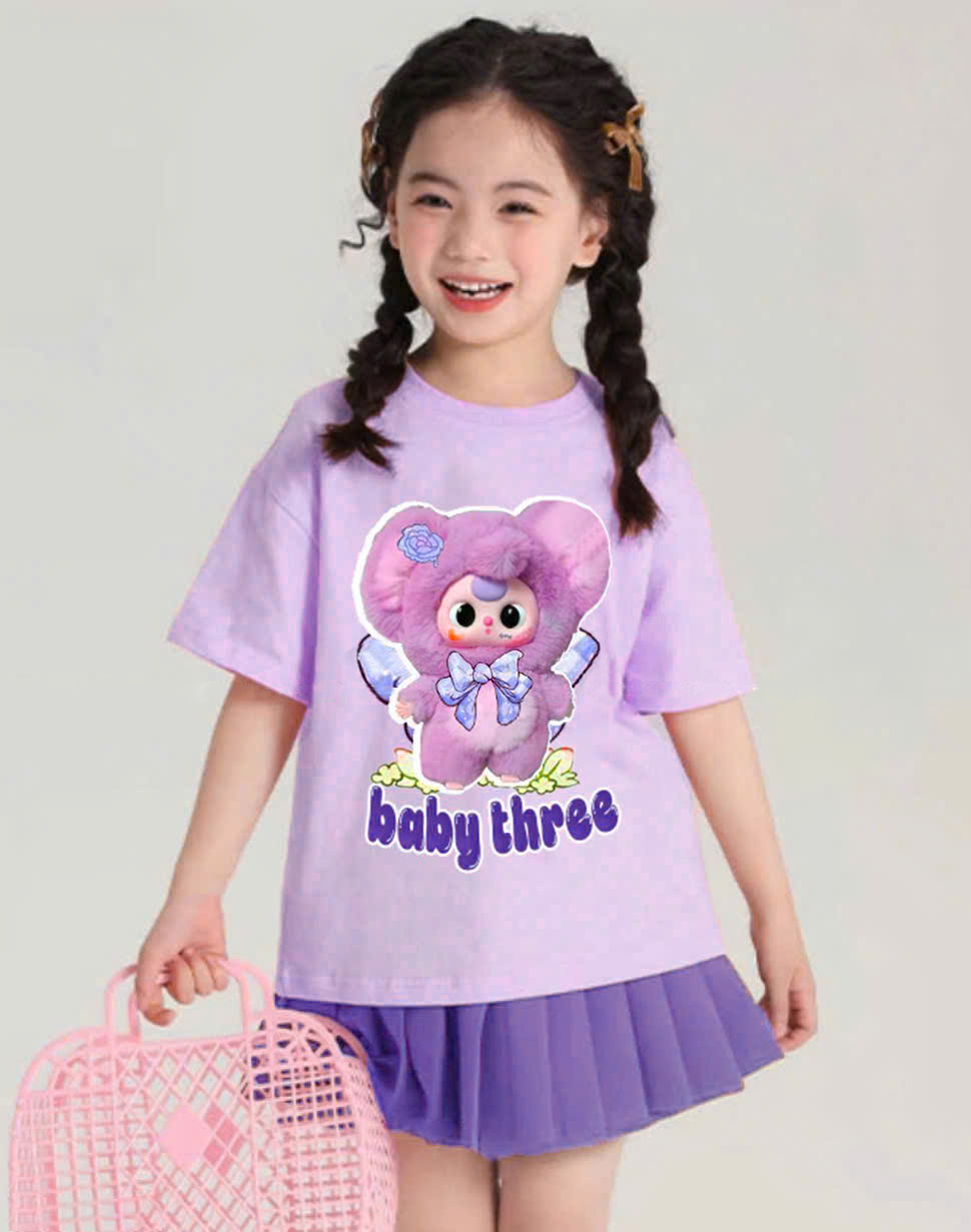 Bộ babythree áo tím chân váy xếp li tím bé gái