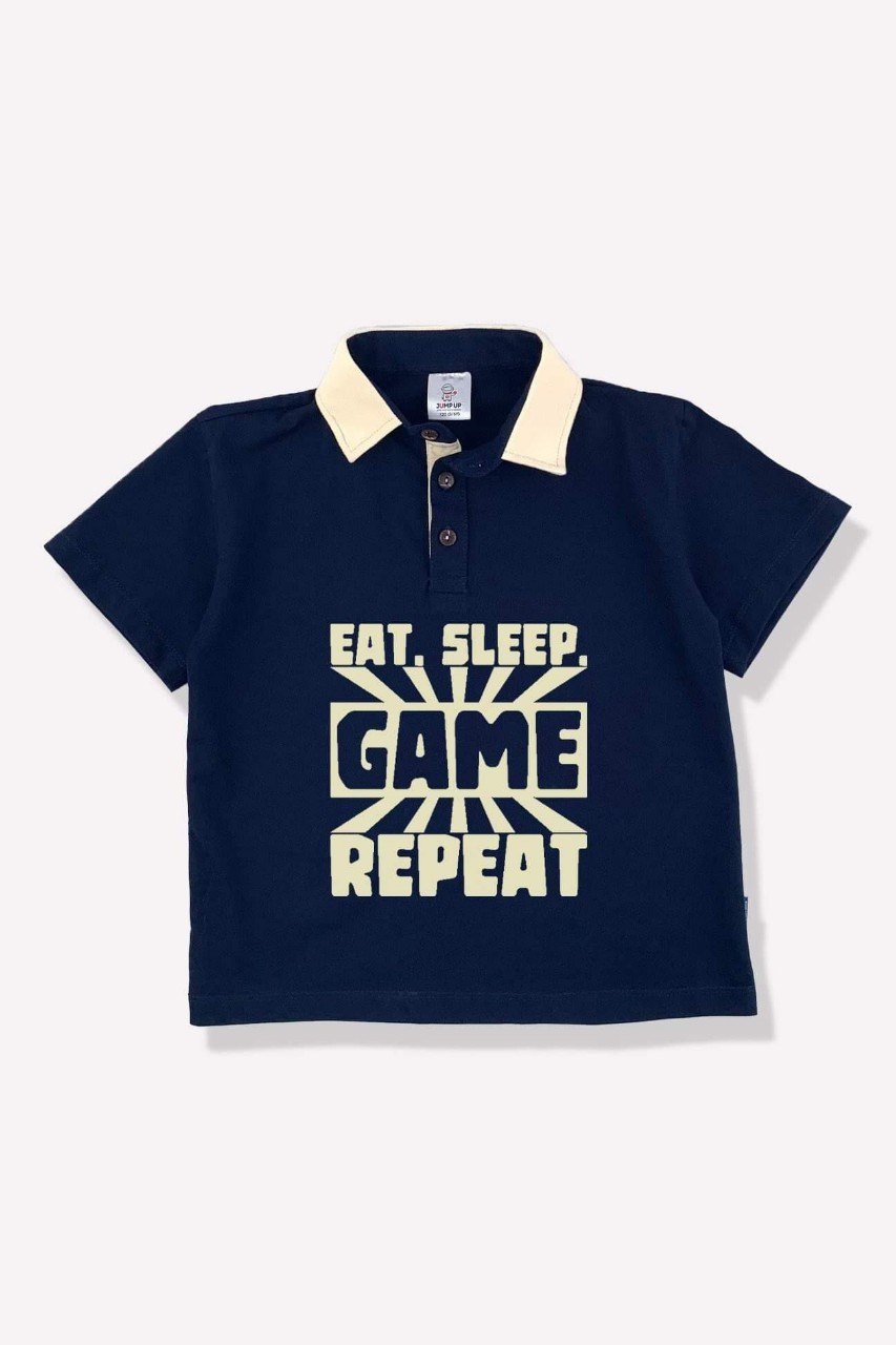 Áo polo màu than cổ be Game Repeat