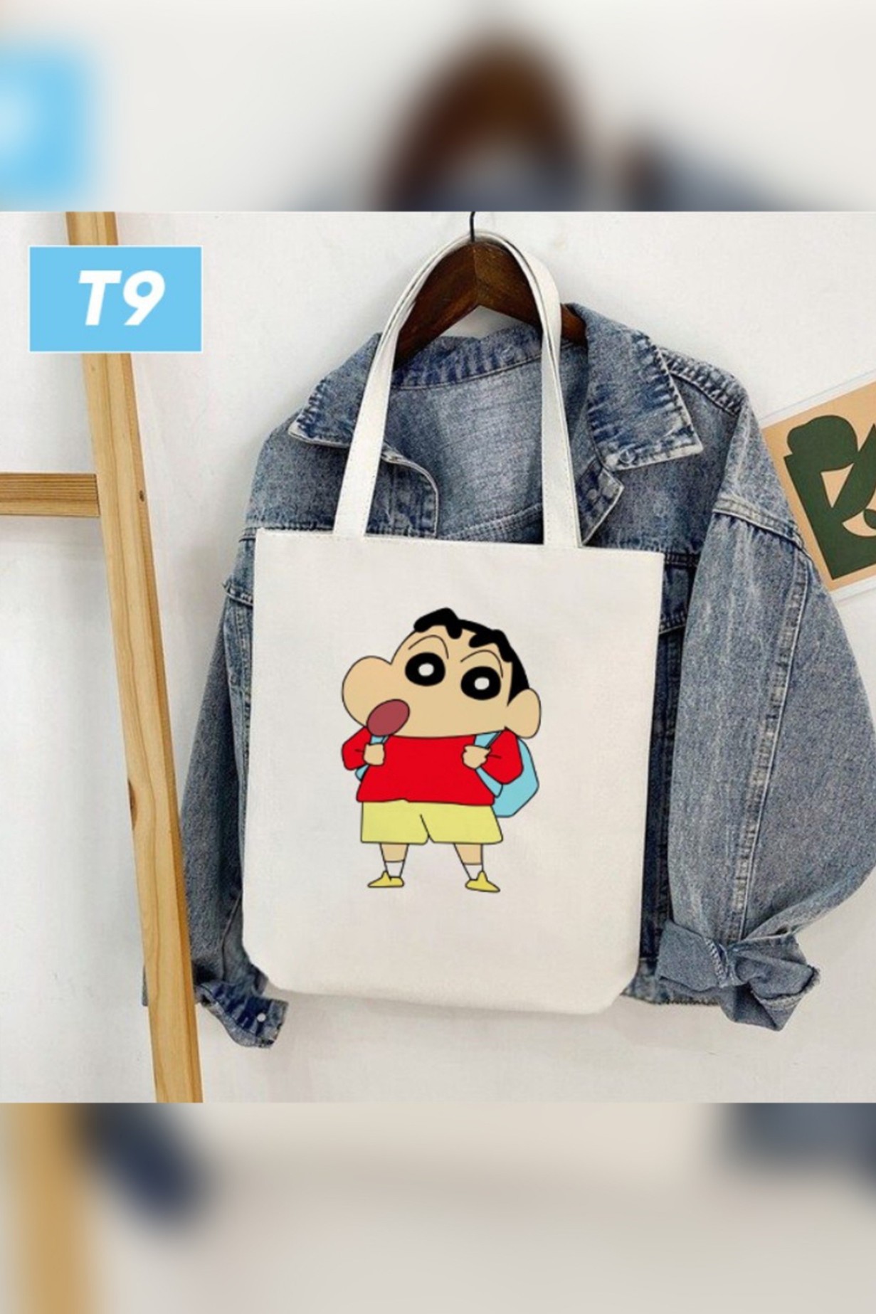 T9- Túi Canvas cho bé in họa tiết cậu bé bút chì Shin