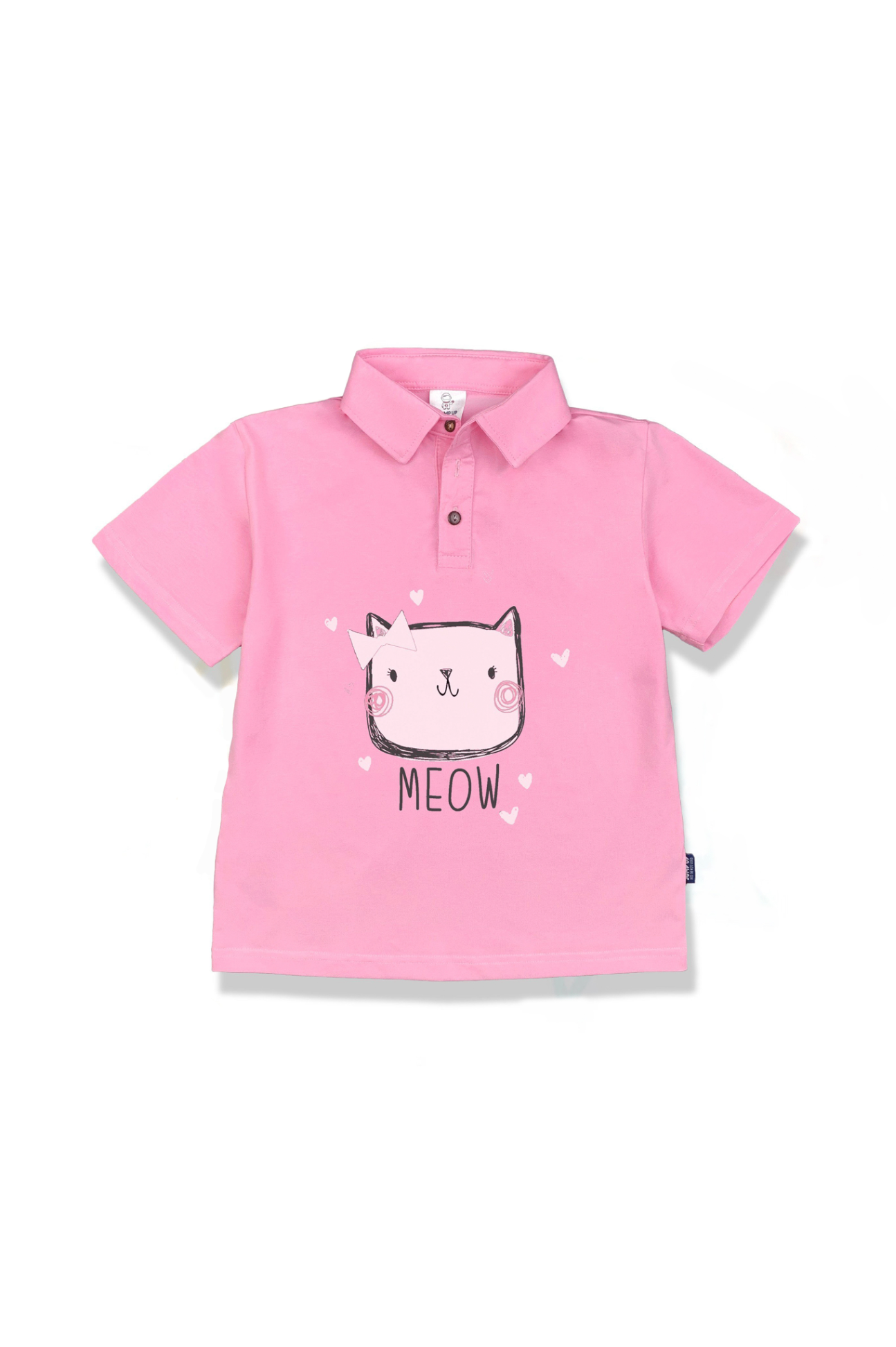 Áo polo hồng bé gái meow