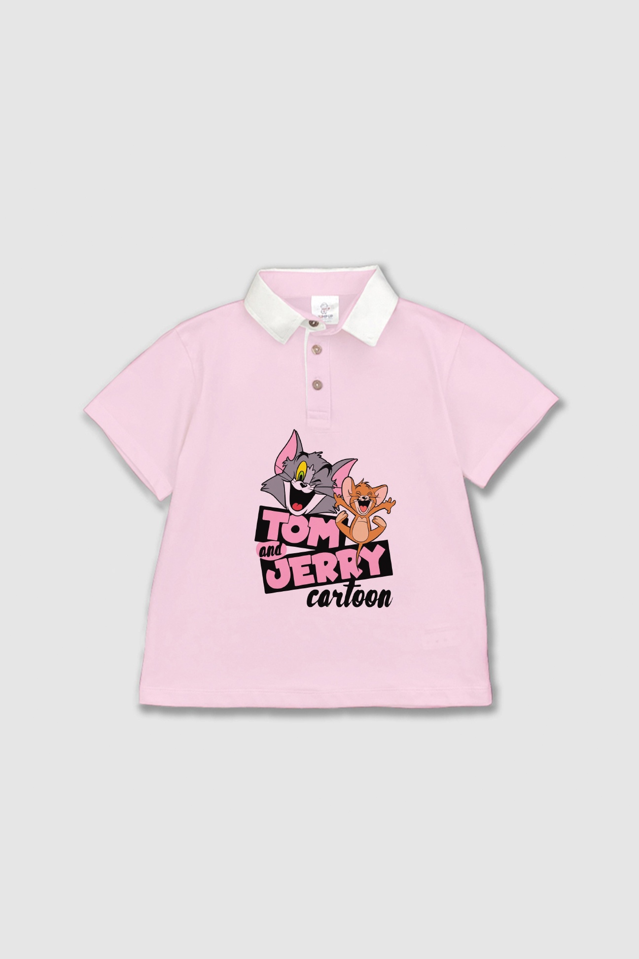 Áo polo hồng phấn Tom and Jerry