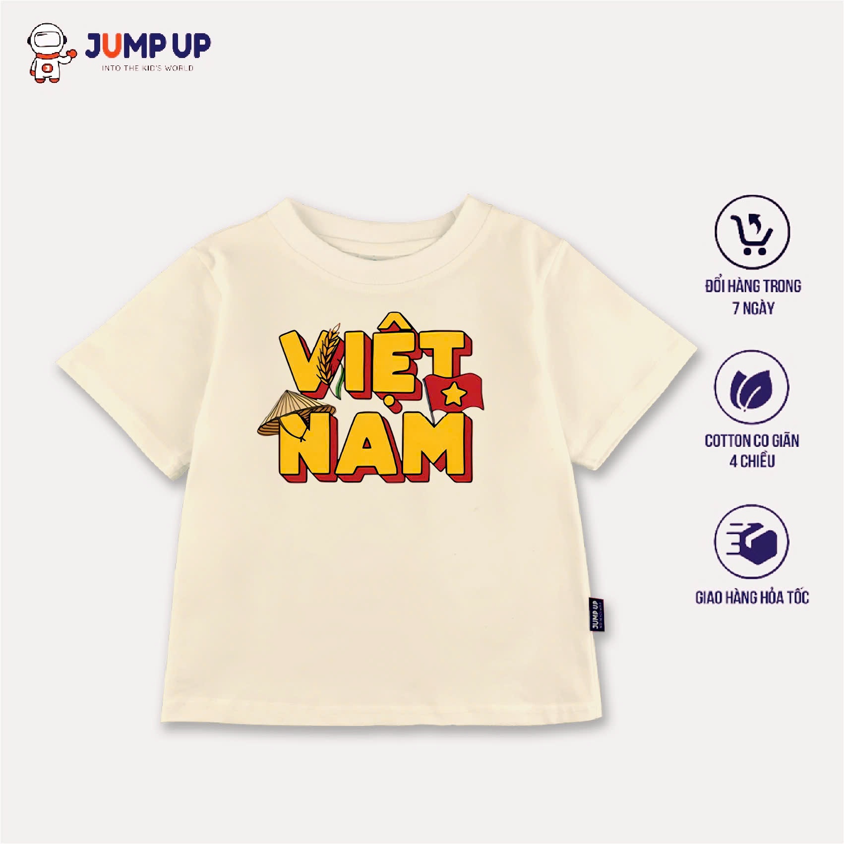 Áo be cổ tròn in hình Việt Nam