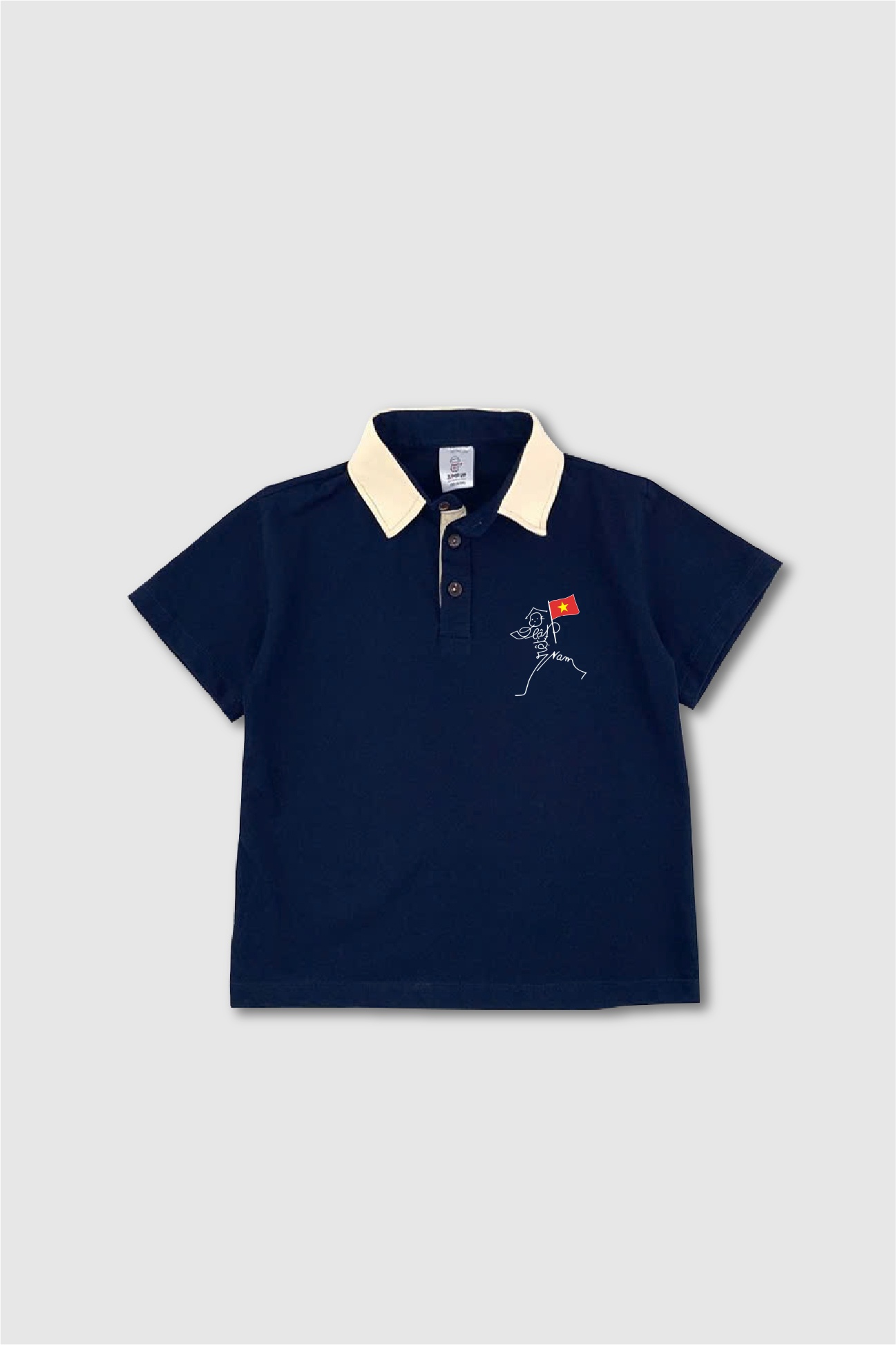 Áo polo xanh than phối cổ be hình in Việt Nam độc lập