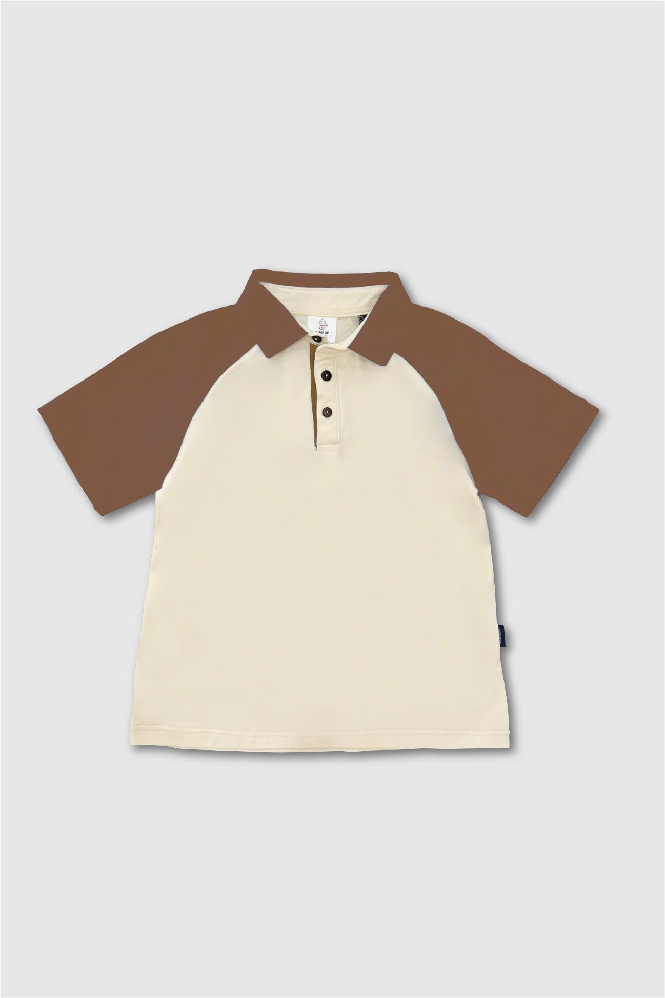 Áo polo be mix cổ và tay nâu