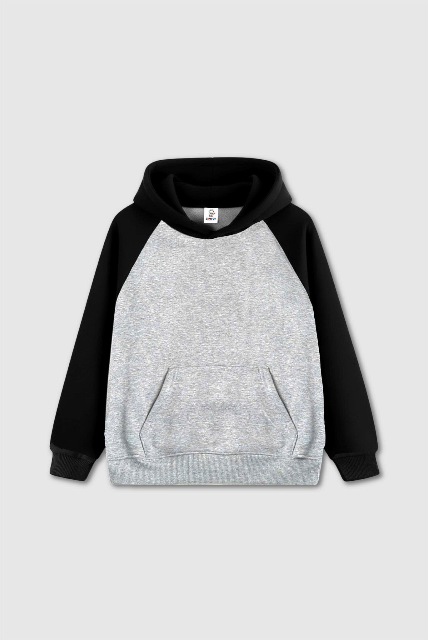 Áo hoodie xám tay đen