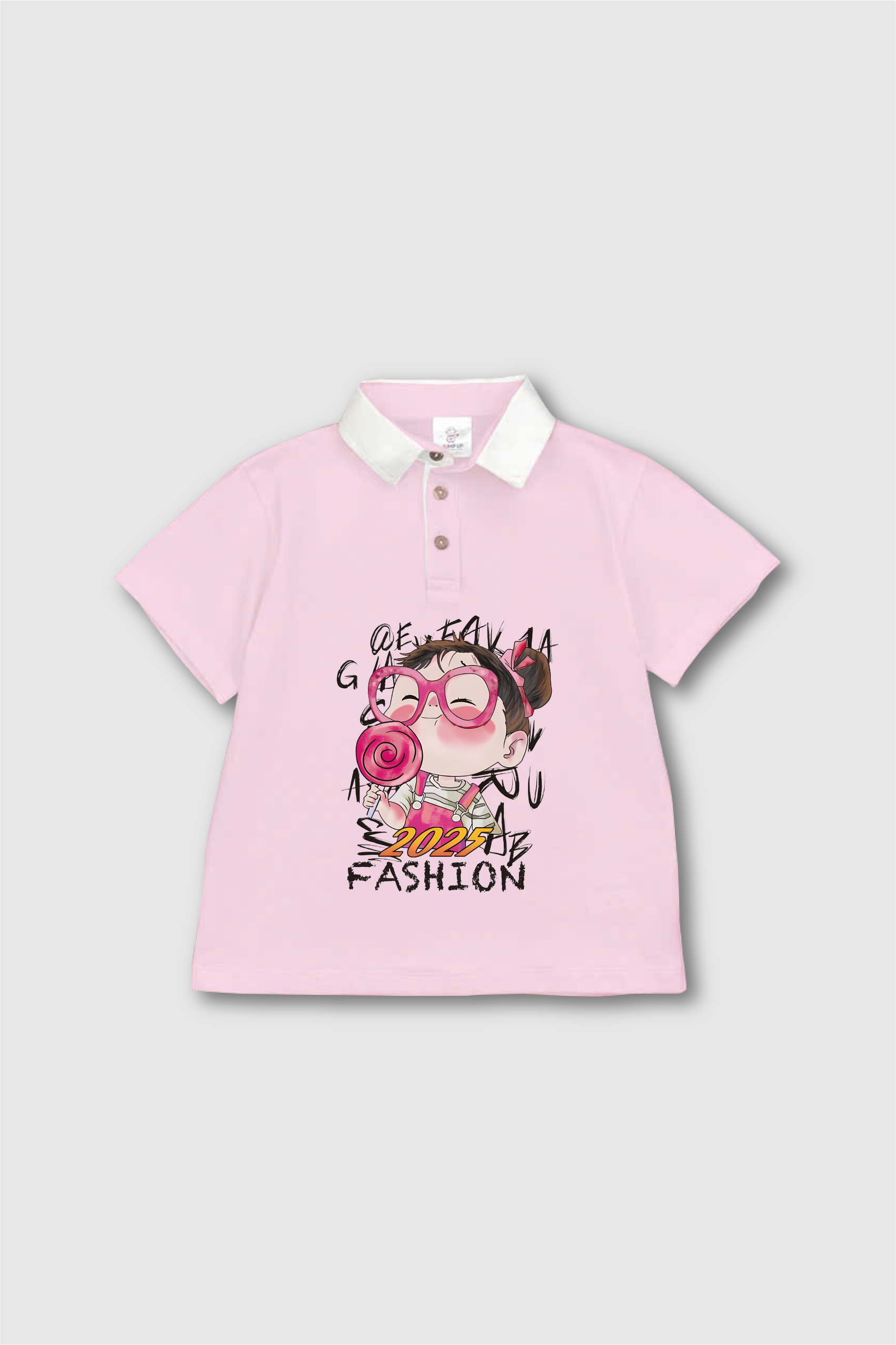 A77- Áo polo hồng phấn cho bé gái